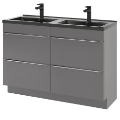 GoodHome Meuble sous vasque à poser gris brillant l.120 x H.82 x P.45 cm, Imandra