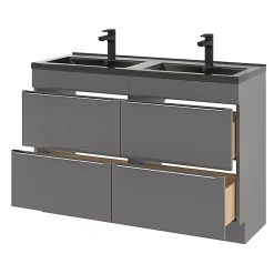 GoodHome Meuble sous vasque à poser gris brillant l.120 x H.82 x P.45 cm, Imandra