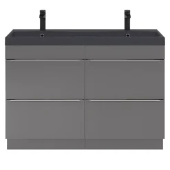 GoodHome Meuble sous vasque à poser gris brillant l.120 x H.82 x P.45 cm, Imandra
