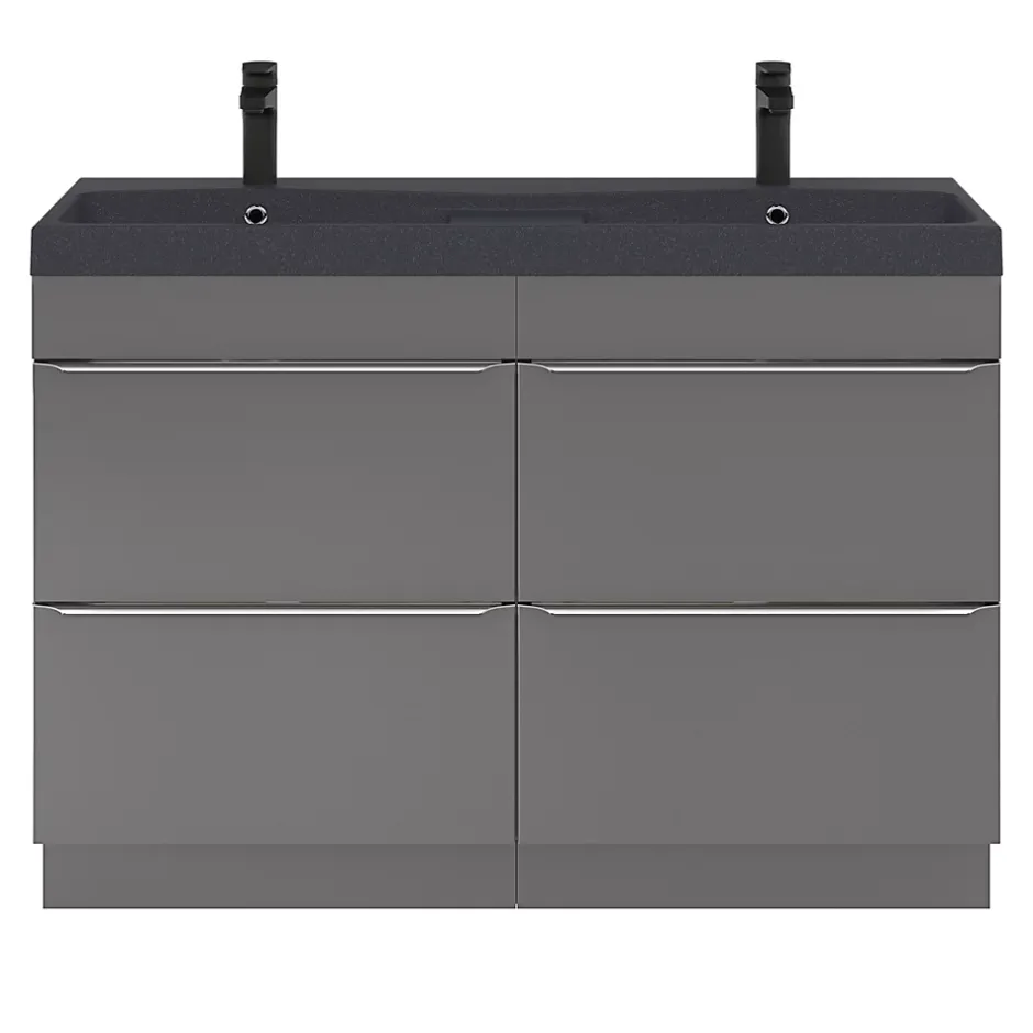 GoodHome Meuble sous vasque à poser gris brillant l.120 x H.82 x P.45 cm, Imandra