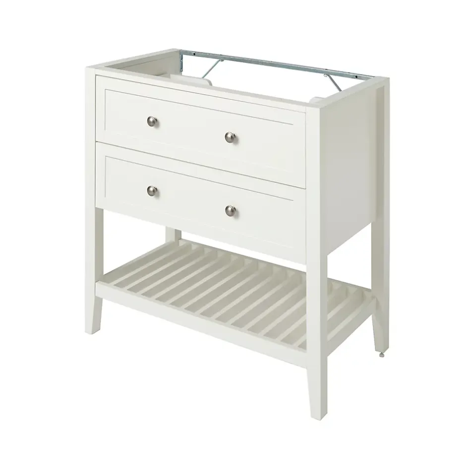 GoodHome Meuble sous vasque à poser 2 tiroirs 1 niche blanc mat l.80 cm, Perma* Meuble Buanderie|Meuble Sous-Vasque