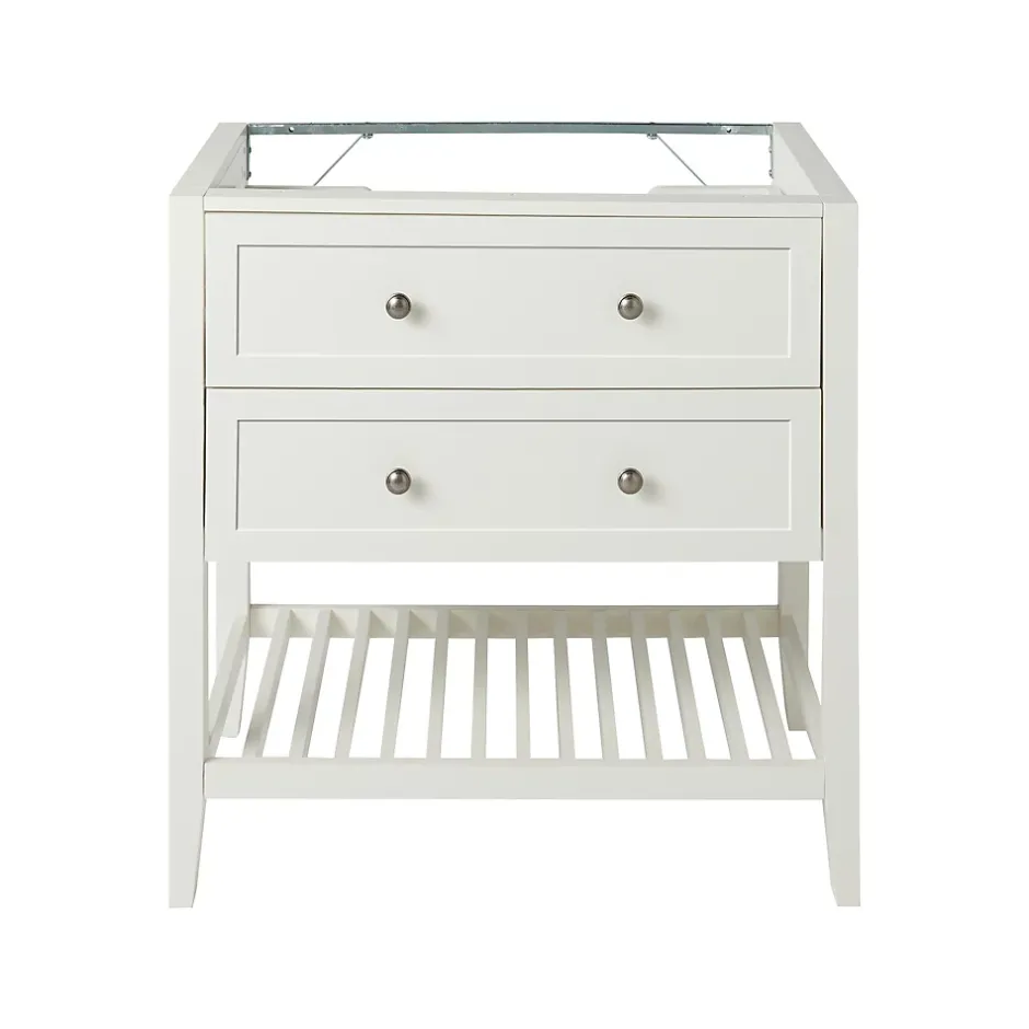 GoodHome Meuble sous vasque à poser 2 tiroirs 1 niche blanc mat l.80 cm, Perma* Meuble Buanderie|Meuble Sous-Vasque