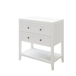 GoodHome Meuble sous vasque à poser 2 tiroirs 1 niche blanc mat l.80 cm, Perma* Meuble Buanderie|Meuble Sous-Vasque
