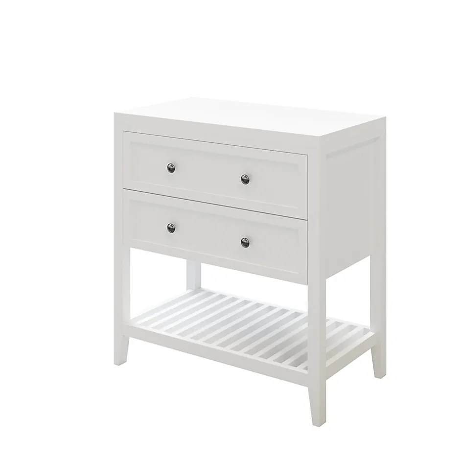 GoodHome Meuble sous vasque à poser 2 tiroirs 1 niche blanc mat l.80 cm, Perma* Meuble Buanderie|Meuble Sous-Vasque