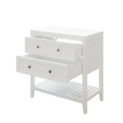 GoodHome Meuble sous vasque à poser 2 tiroirs 1 niche blanc mat l.80 cm, Perma* Meuble Buanderie|Meuble Sous-Vasque