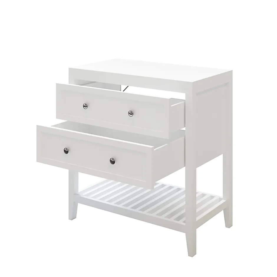 GoodHome Meuble sous vasque à poser 2 tiroirs 1 niche blanc mat l.80 cm, Perma* Meuble Buanderie|Meuble Sous-Vasque