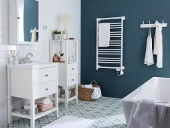 GoodHome Meuble sous vasque à poser 2 tiroirs 1 niche blanc mat l.80 cm, Perma* Meuble Buanderie|Meuble Sous-Vasque