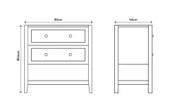 GoodHome Meuble sous vasque à poser 2 tiroirs 1 niche blanc mat l.80 cm, Perma* Meuble Buanderie|Meuble Sous-Vasque