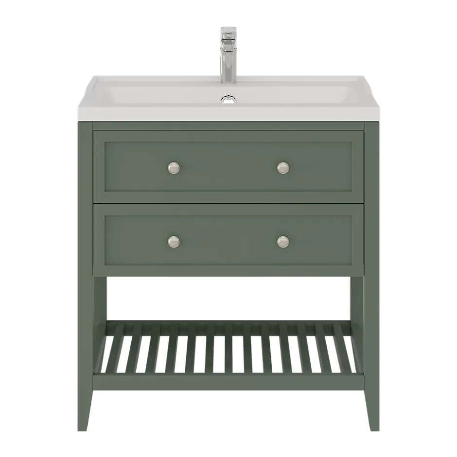 GoodHome Meuble sous vasque à poser l.80 cm vert + plan vasque Lana, Perma