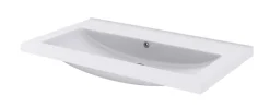 GoodHome Meuble sous vasque à poser 2 tiroirs 1 niche placage chêne l.80 cm Perma + plan vasque blanc Nira,* Meuble Vasque