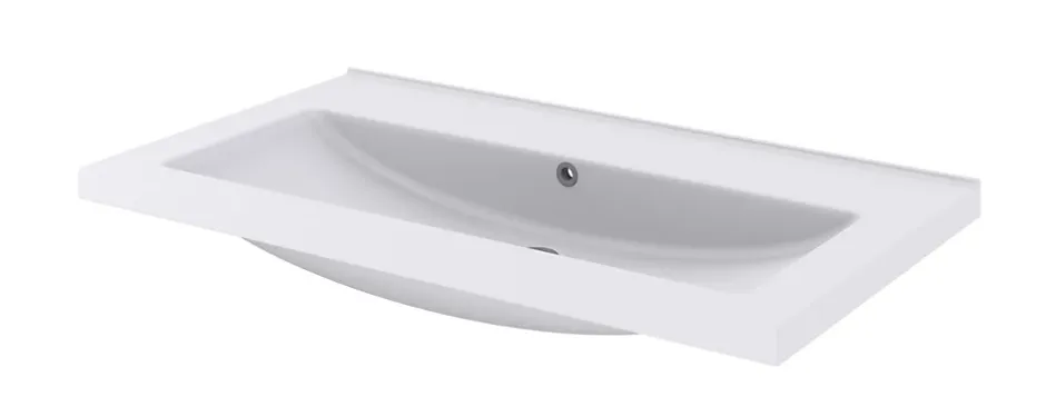 GoodHome Meuble sous vasque à poser 2 tiroirs 1 niche placage chêne l.80 cm Perma + plan vasque blanc Nira,* Meuble Vasque