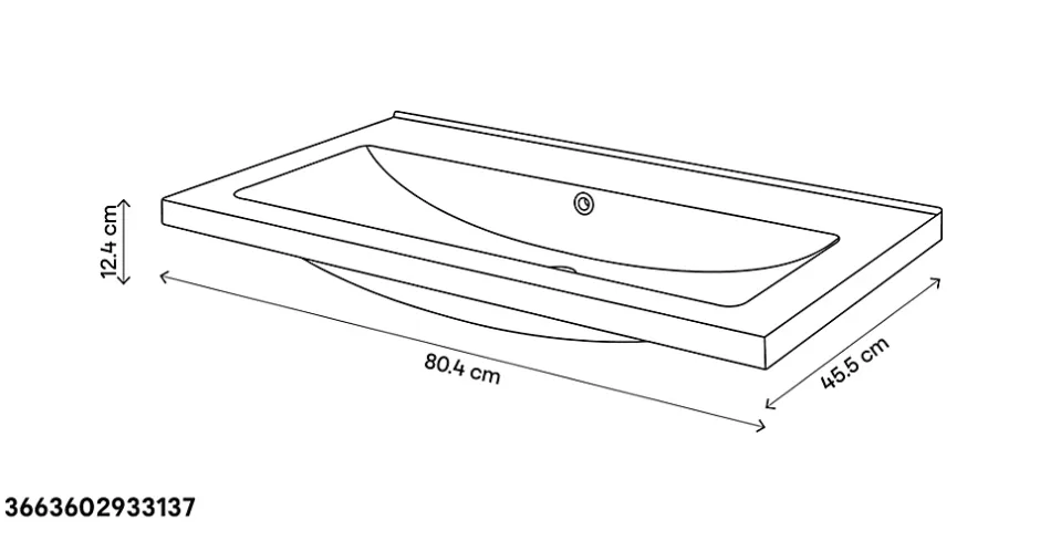 GoodHome Meuble sous vasque à poser 2 tiroirs 1 niche placage chêne l.80 cm Perma + plan vasque blanc Nira,* Meuble Vasque