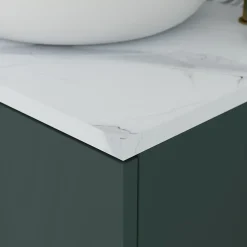 GoodHome Meuble sous vasque à poser l.120 cm vert + plan de toilette effet marbre blanc Cadélia, Perma