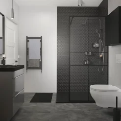 GoodHome Meuble sous vasque à poser gris brillant l.60 x H.82 x P.45 cm, Imandra* Meuble Buanderie|Meuble Sous-Vasque