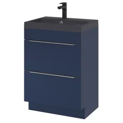 GoodHome Meuble sous vasque à poser bleu nuit mat l.60 x H.82 x P.45 cm, Imandra* Meuble Buanderie