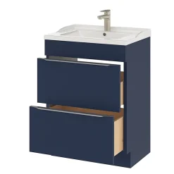 GoodHome Meuble sous vasque à poser bleu nuit mat l.60 x H.82 x P.45 cm, Imandra* Meuble Buanderie