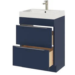 GoodHome Meuble sous vasque à poser bleu nuit mat l.60 x H.82 x P.45 cm, Imandra* Meuble Buanderie