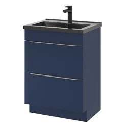 GoodHome Meuble sous vasque à poser bleu nuit mat l.60 x H.82 x P.45 cm, Imandra* Meuble Buanderie