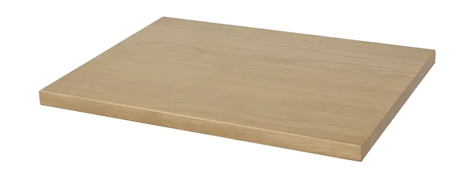 GoodHome Meuble sous vasque à poser 2 tiroirs 1 niche placage chêne l.60 cm + plan de toilette placage chêne, Perma