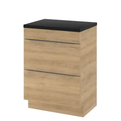 GoodHome Meuble sous vasque à poser effet chêne l.60 x H.82 x P.45 cm, Imandra* Meuble Buanderie|Meuble Sous-Vasque