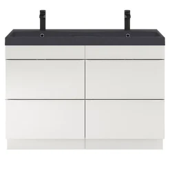 GoodHome Meuble sous vasque à poser blanc brillant l.120 x H.82 x P.45 cm, Imandra* Rangement Buanderie|Meuble Buanderie