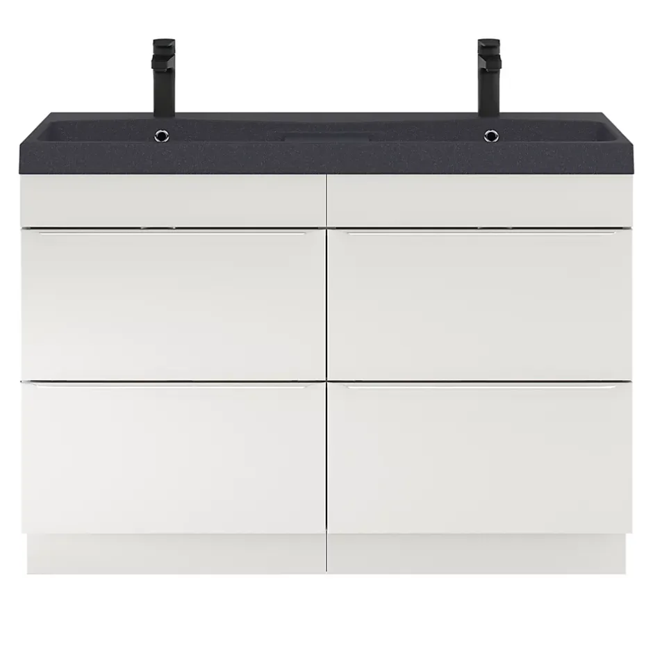 GoodHome Meuble sous vasque à poser blanc brillant l.120 x H.82 x P.45 cm, Imandra* Rangement Buanderie|Meuble Buanderie