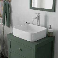 GoodHome Meuble sous vasque à poser l.60 cm vert + plan de toilette, Perma