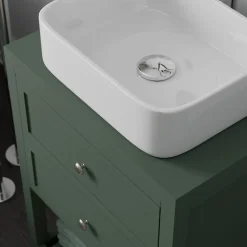 GoodHome Meuble sous vasque à poser l.60 cm vert + plan de toilette, Perma