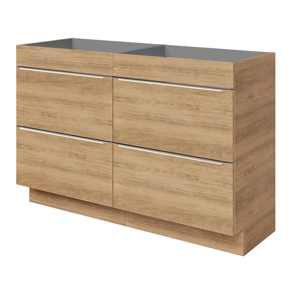 GoodHome Meuble sous vasque à poser effet chêne l.120 x H.82 x P.45 cm, Imandra* Meuble Buanderie|Meuble De Salle De Bains Faible Profondeur