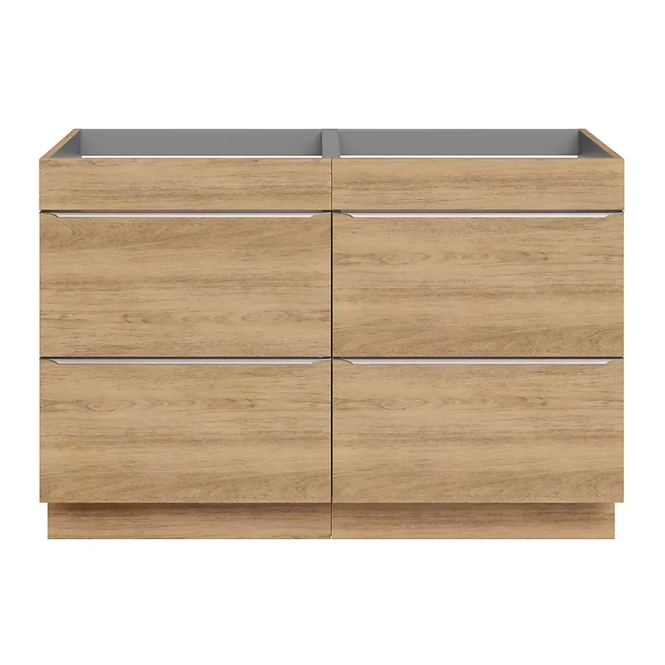 GoodHome Meuble sous vasque à poser effet chêne l.120 x H.82 x P.45 cm, Imandra* Meuble Buanderie|Meuble De Salle De Bains Faible Profondeur