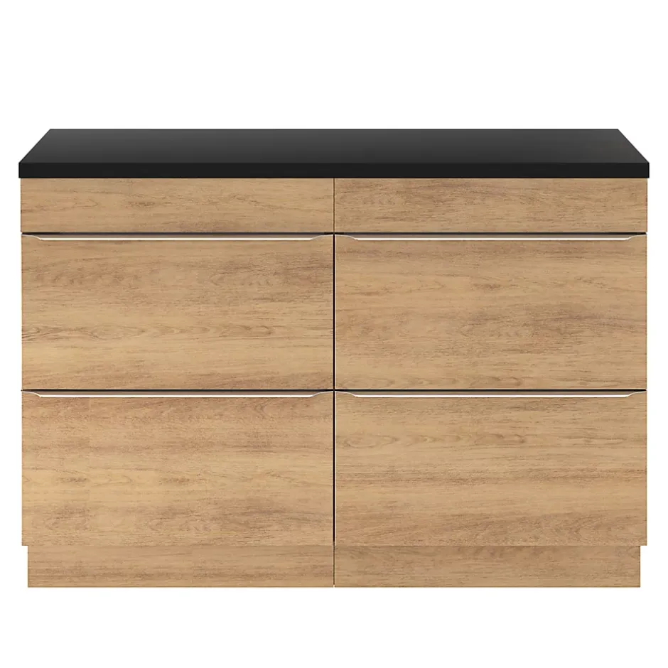 GoodHome Meuble sous vasque à poser effet chêne l.120 x H.82 x P.45 cm, Imandra* Meuble Buanderie|Meuble De Salle De Bains Faible Profondeur