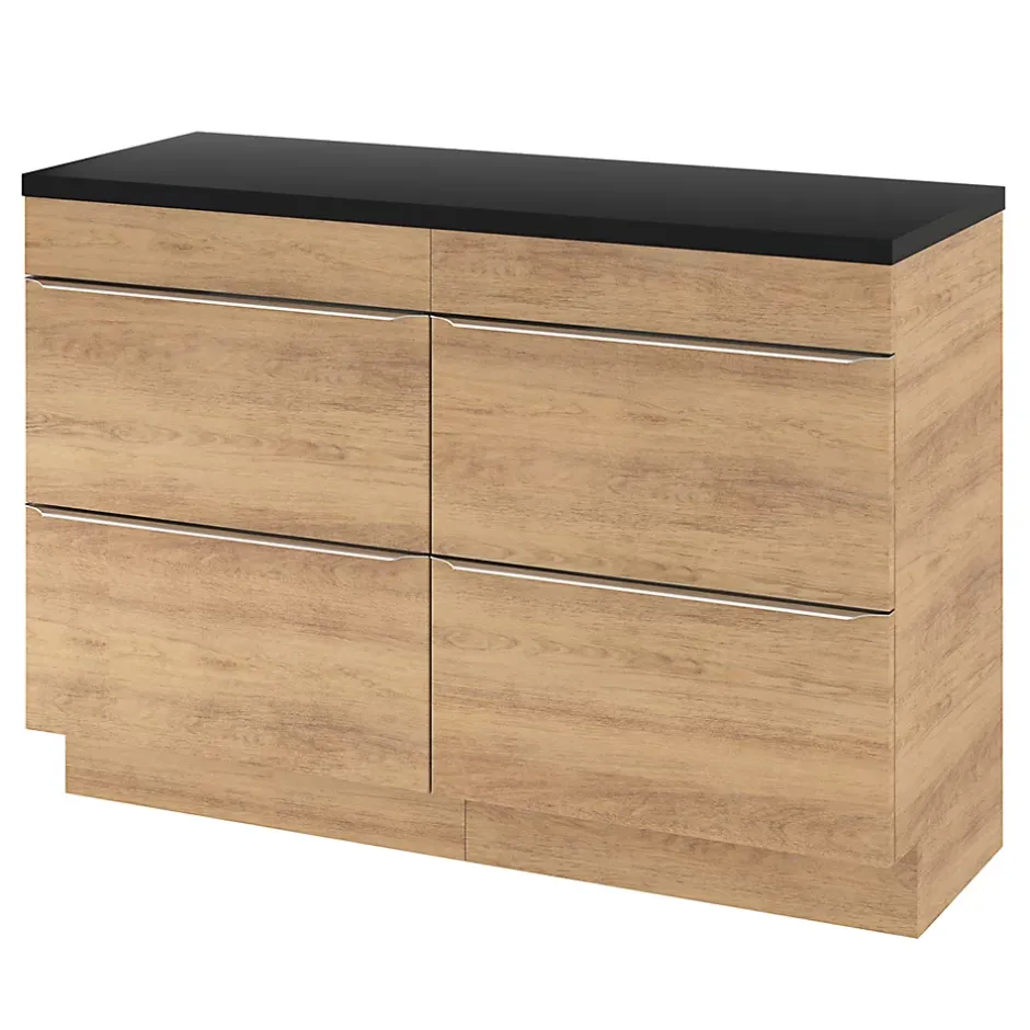 GoodHome Meuble sous vasque à poser effet chêne l.120 x H.82 x P.45 cm, Imandra* Meuble Buanderie|Meuble De Salle De Bains Faible Profondeur