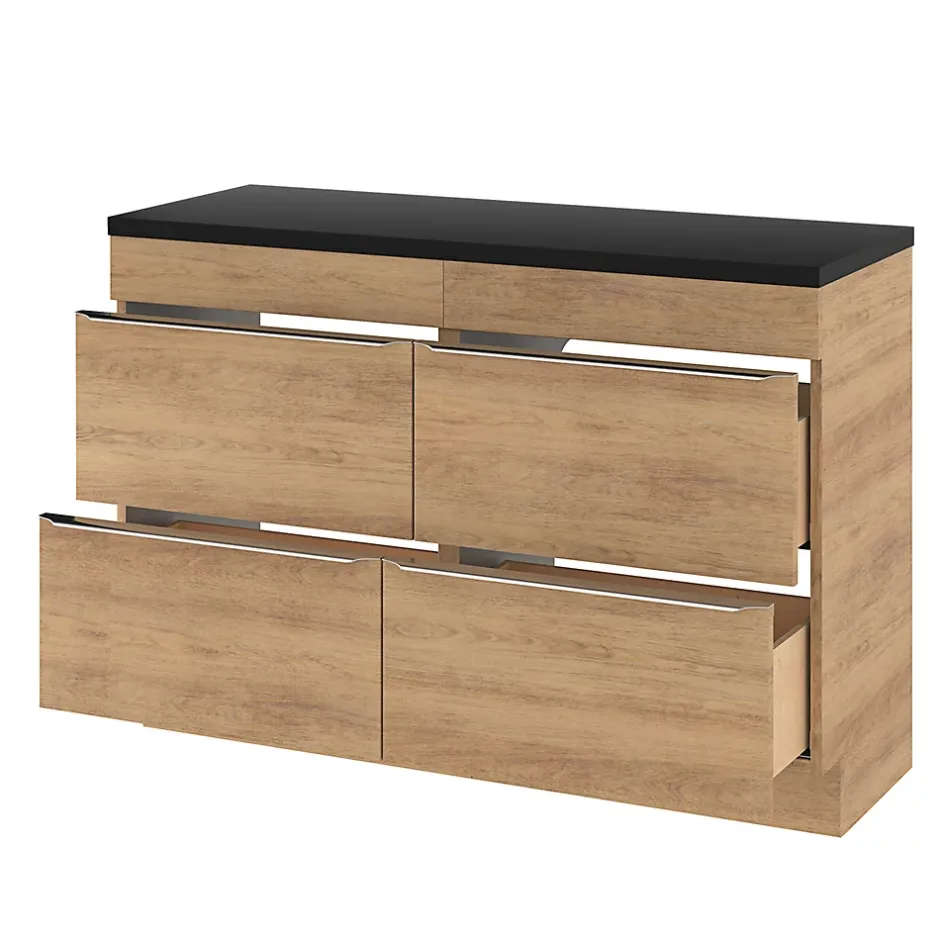 GoodHome Meuble sous vasque à poser effet chêne l.120 x H.82 x P.45 cm, Imandra* Meuble Buanderie|Meuble De Salle De Bains Faible Profondeur