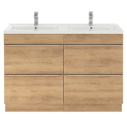 GoodHome Meuble sous vasque à poser effet chêne l.120 x H.82 x P.45 cm, Imandra* Meuble Buanderie|Meuble De Salle De Bains Faible Profondeur
