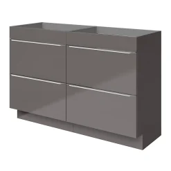 GoodHome Meuble sous vasque à poser gris taupe brillant l.120 x H.82 x P.45 cm, Imandra* Meuble Buanderie|Meuble De Salle De Bains Faible Profondeur