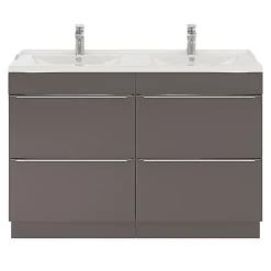 GoodHome Meuble sous vasque à poser gris taupe brillant l.120 x H.82 x P.45 cm, Imandra* Meuble Buanderie|Meuble De Salle De Bains Faible Profondeur