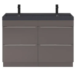 GoodHome Meuble sous vasque à poser gris taupe brillant l.120 x H.82 x P.45 cm, Imandra* Meuble Buanderie|Meuble De Salle De Bains Faible Profondeur