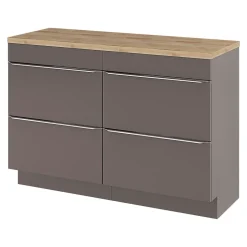 GoodHome Meuble sous vasque à poser gris taupe brillant l.120 x H.82 x P.45 cm, Imandra* Meuble Buanderie|Meuble De Salle De Bains Faible Profondeur