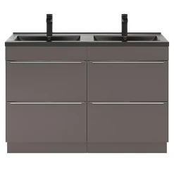 GoodHome Meuble sous vasque à poser gris taupe brillant l.120 x H.82 x P.45 cm, Imandra* Meuble Buanderie|Meuble De Salle De Bains Faible Profondeur