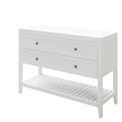 GoodHome Meuble sous vasque à poser 4 tiroirs 1 niche blanc mat l.120 cm + plan de toilette, Perma* Meuble Buanderie