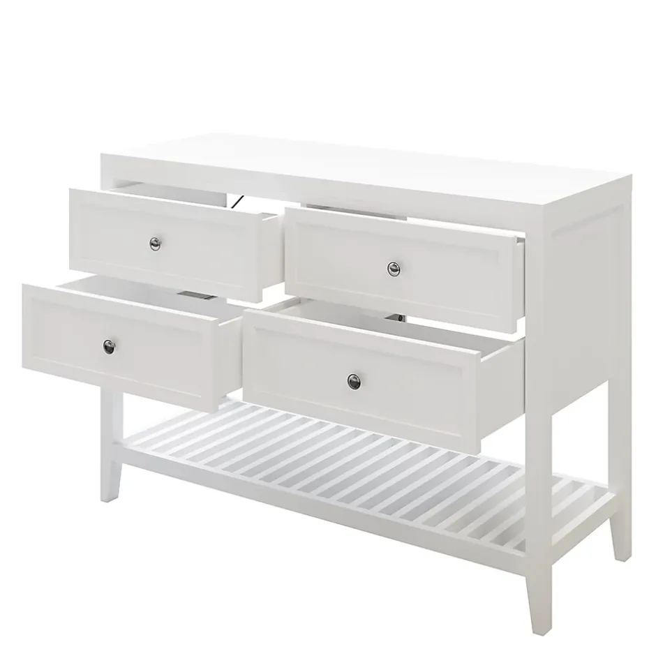 GoodHome Meuble sous vasque à poser 4 tiroirs 1 niche blanc mat l.120 cm + plan de toilette, Perma* Meuble Buanderie