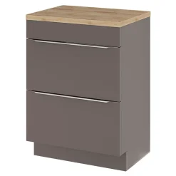 GoodHome Meuble sous vasque à poser gris taupe brillant l.60 x H.82 x P.45 cm, Imandra