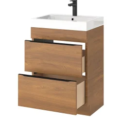 GoodHome Meuble sous vasque à poser effet noyer l.60 x H.82 x P.45 cm, Imandra