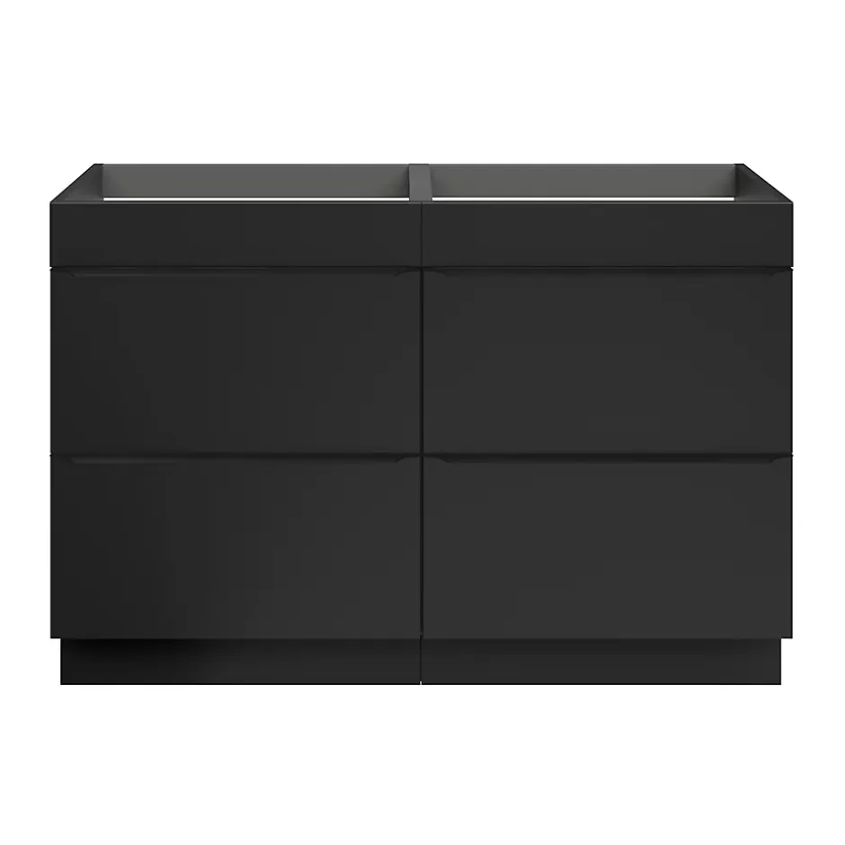 GoodHome Meuble sous vasque à poser noir mat l.120 x H.82 x P.45 cm, Imandra* Meuble Buanderie|Meuble De Salle De Bains Faible Profondeur