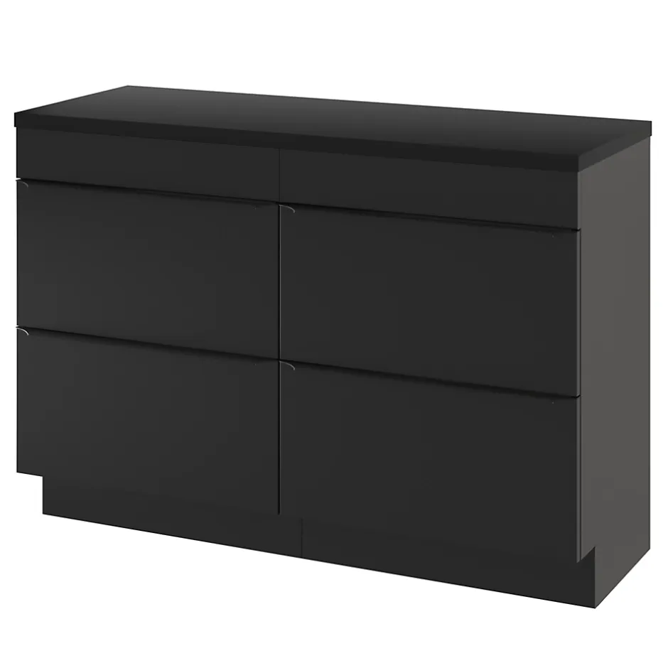 GoodHome Meuble sous vasque à poser noir mat l.120 x H.82 x P.45 cm, Imandra* Meuble Buanderie|Meuble De Salle De Bains Faible Profondeur