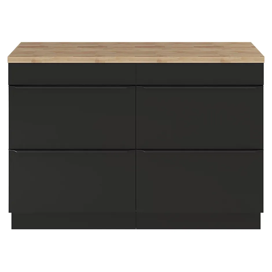 GoodHome Meuble sous vasque à poser noir mat l.120 x H.82 x P.45 cm, Imandra* Meuble Buanderie|Meuble De Salle De Bains Faible Profondeur