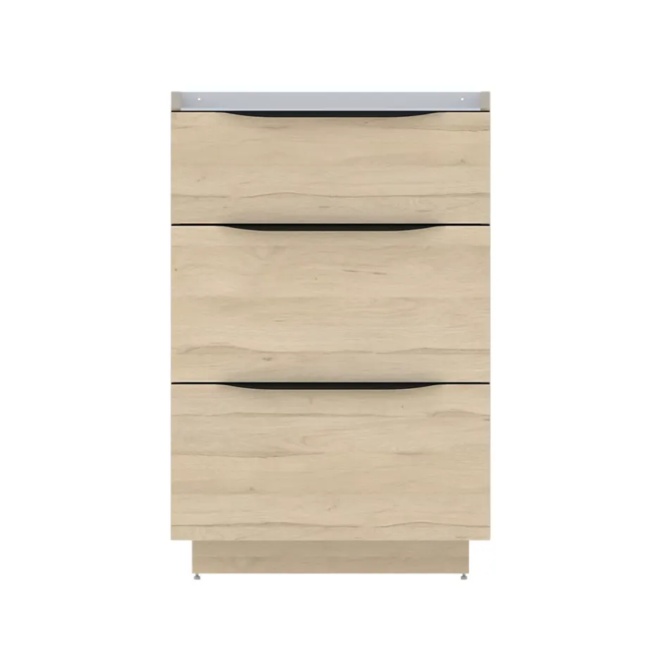 Meuble sous vasque à poser effet bois l.60 x H.88 x P.50 cm, Pamili