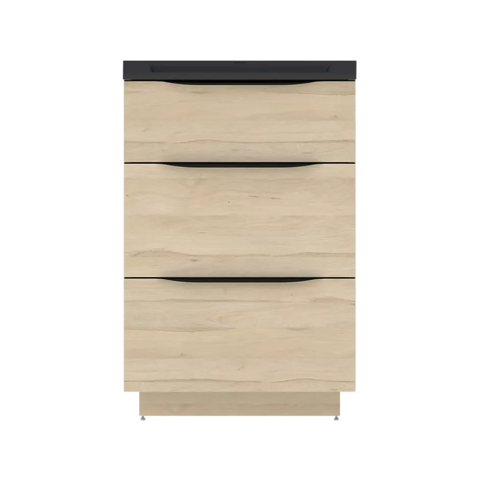 Meuble sous vasque à poser effet bois l.60 x H.88 x P.50 cm, Pamili