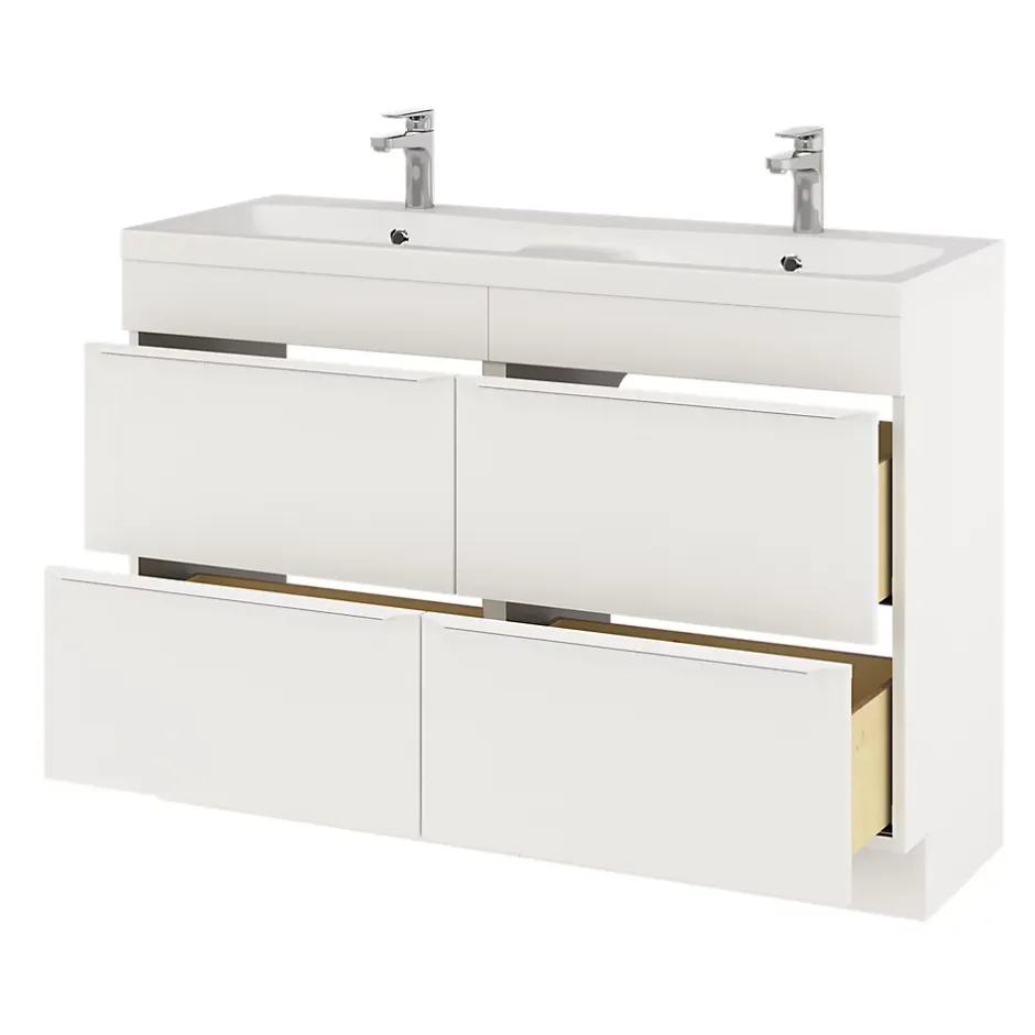 GoodHome Meuble sous vasque à poser blanc mat l.120 x H.82 x P.45 cm, Imandra