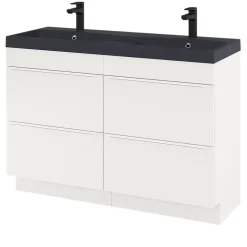 GoodHome Meuble sous vasque à poser blanc mat l.120 x H.82 x P.45 cm, Imandra